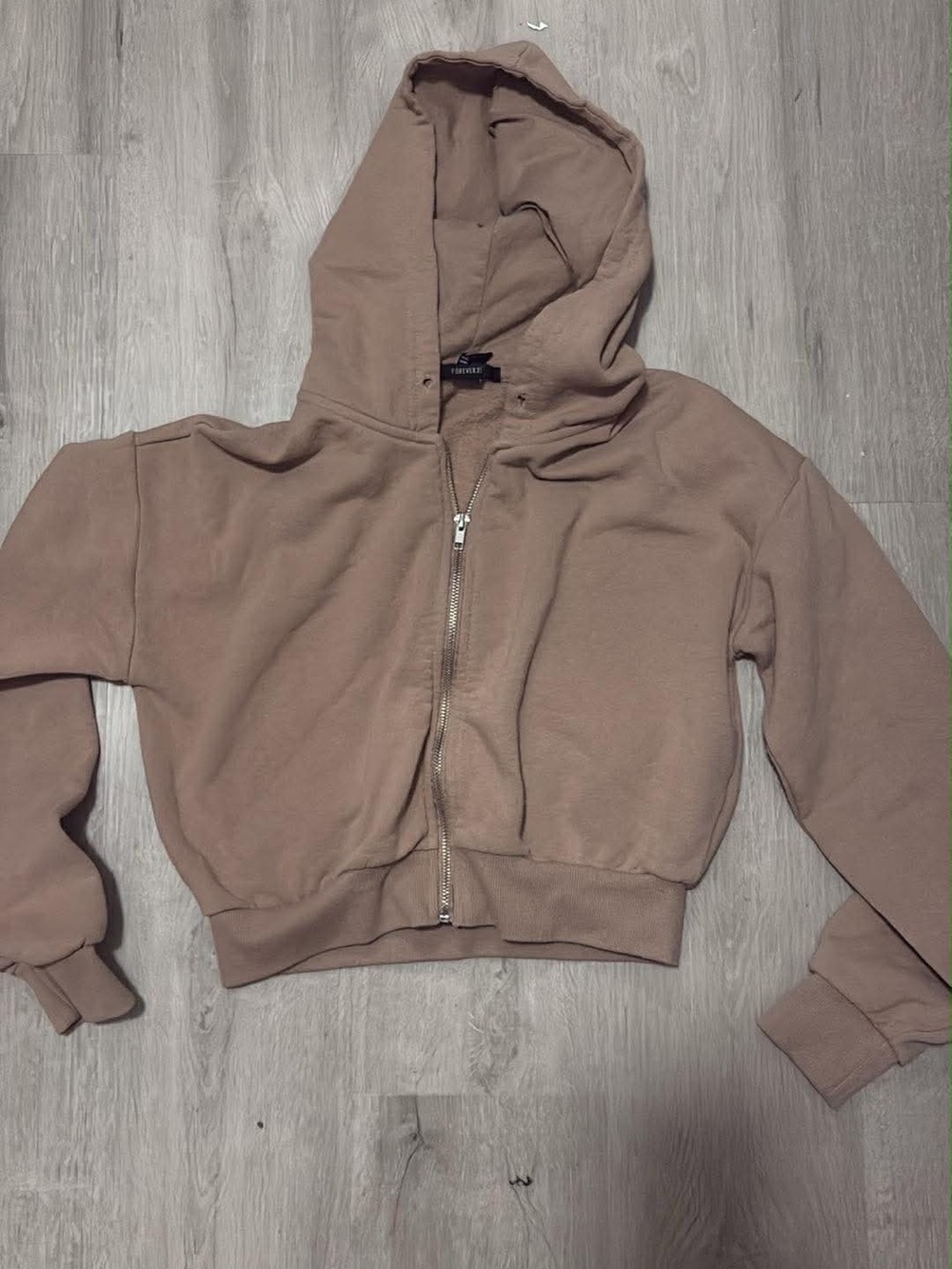 Cropped Zip-Up Hoodie And Sweats in Taupe